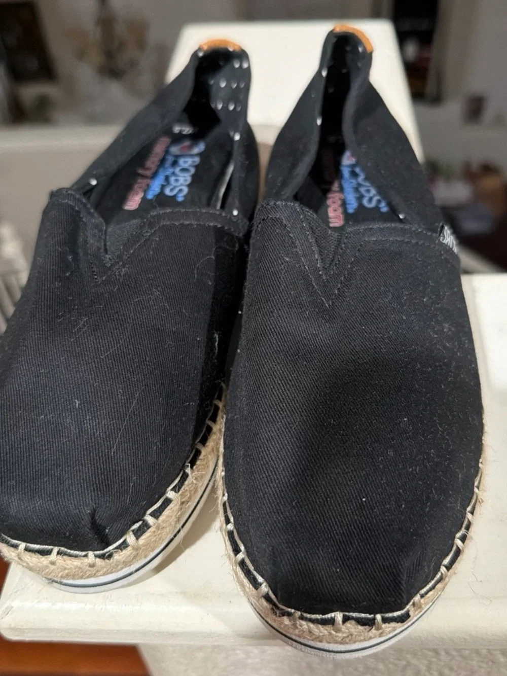 Skechers Black Canvas Espadrille Slip-On with Braided Jute Midsole